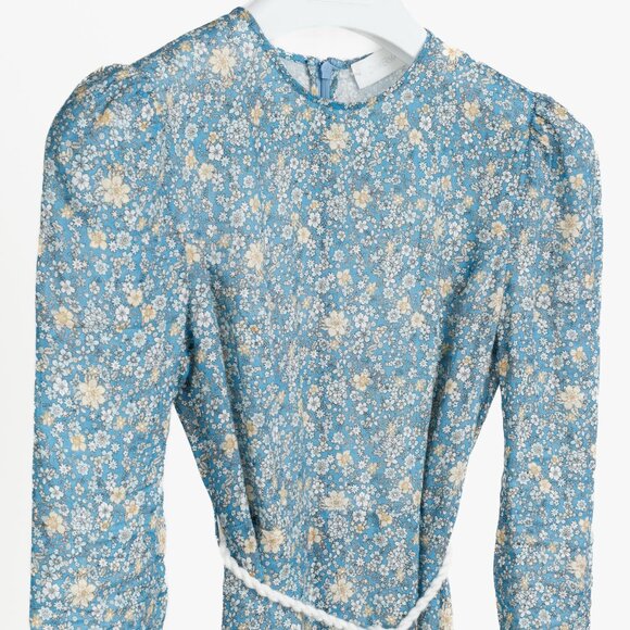 Zimmermann Carnaby Indigo Ditsy Floral-Print Broderie Anglaise Linen Maxi Dress - Picture 4 of 12